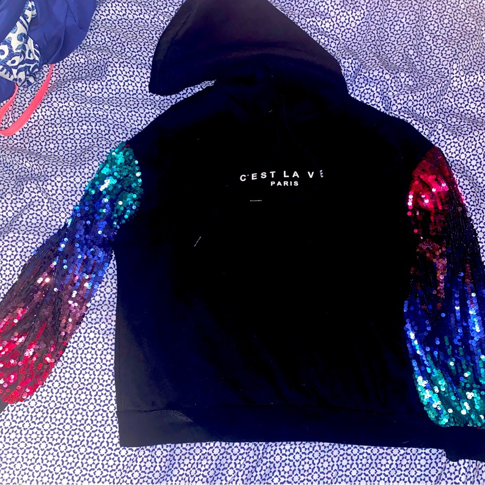 Shein beautiful multi color sequin hoodie